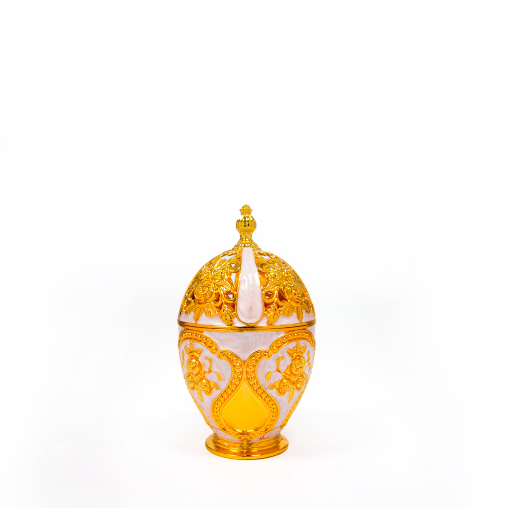 Cream Enamel Gold Floral Luxury Burner GIB024