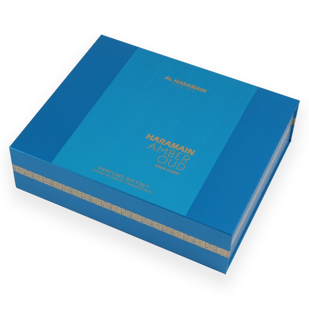 AMBER OUD AQUA DUBAI PERFUMERY GIFT SET (75ml EDP +30ml Travel Spray + 250ml Body Mist)